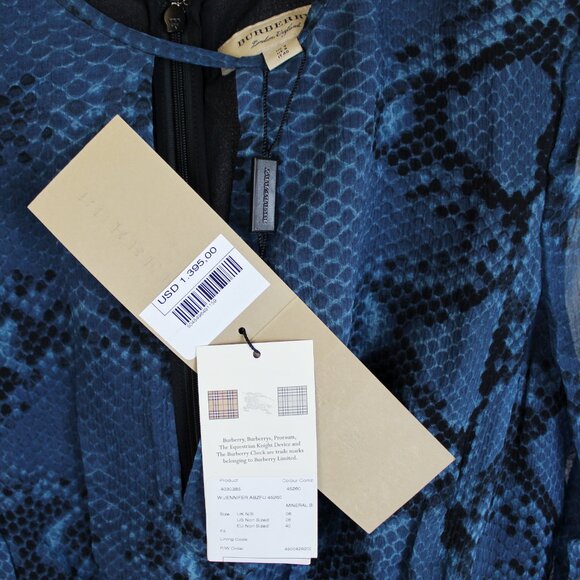 NWT Burberry Silk Snake Print Midi Dress | Elegant & Chic for Work & Events - Picture 7 of 16